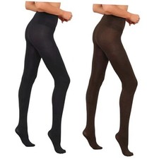 Black Tights for Women, 2 Pairs Opaque Tights with X-Large Black  Chocolate