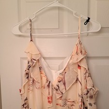 Boohoo Women's Floral Dress Cold Shoulder Dress Size 16 Romantic Soft Girl 