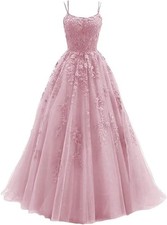 Ball Gown Women's Prom Dresses Long Lace Appliques Formal Evening Party Gowns