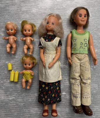 vintage Mattel SUNSHINE FAMILY 1973 Father Mother Baby 1970s DOLL LOT parts