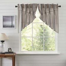 Grain Sack Black Stripe Farmhouse Prairie Swag Curtain Set 36x36x18