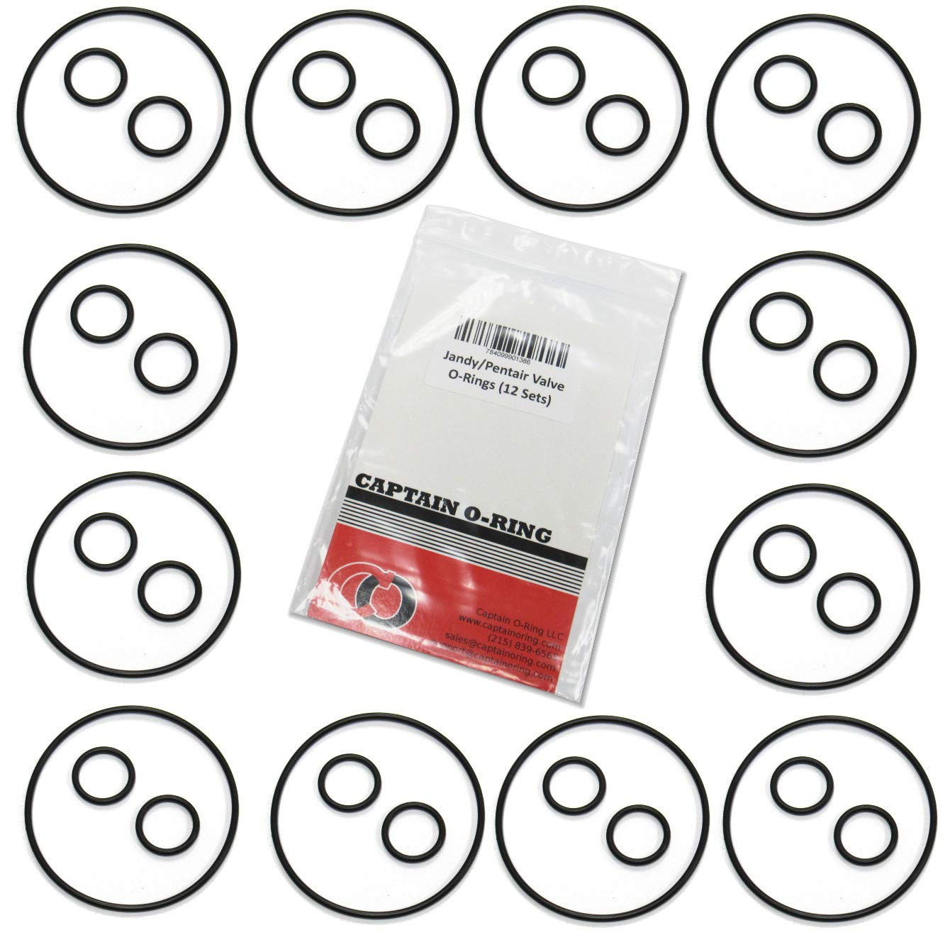 (12 Sets, 36 Pcs) Replacement Valve Cover & Shaft O-Rings for Jandy Black