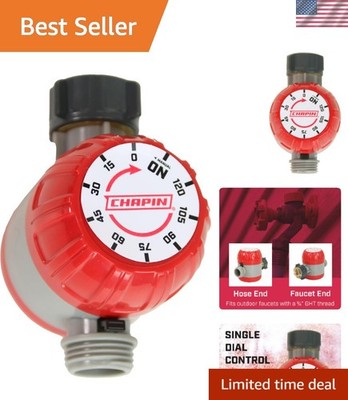 Chapin 41004 Mechanical Water Timer Up to 120 Minutes   Manual Dial   Red / Gray