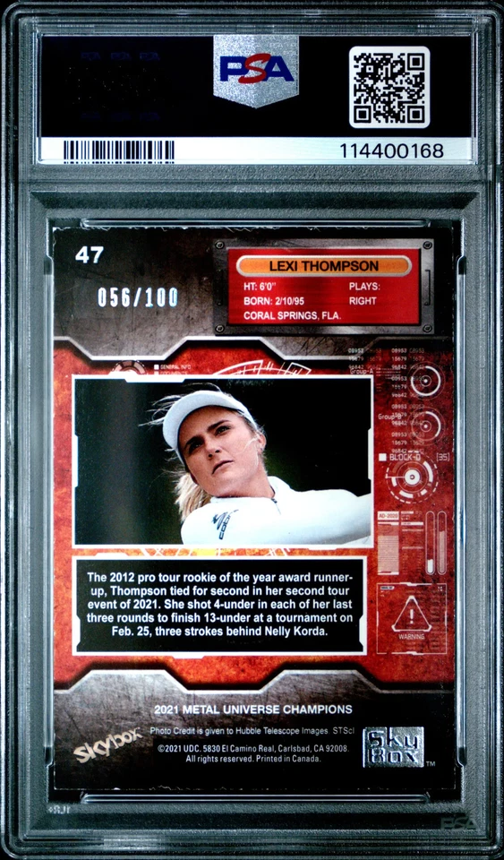 2021 Skybox Metal Universe Lexi Thompson Orange Precious Gems PMG /100 - PSA 5 - Image 2 of 2