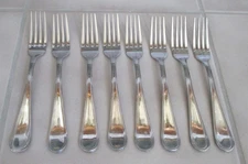 8 Godinger Savile Row Stainless 8" Dinner Forks Set of 8 Stainless Flatware