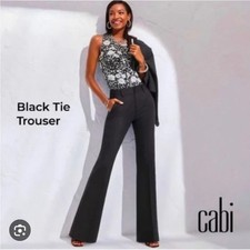 Cabi 6042 Black Tie Trouser Pants Size 2 Black