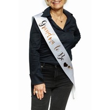 White Sash for a Grandma to Be - Perfect for a Baby Annoucement Grandma to Be