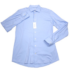 Eton 4-Flex Stretch Dress Shirt Mens Large - 16 41 Slim Fit Solid Light Blue