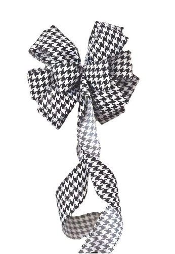 10 " Handmade Floral Bow Houndstooth Print Bow For Decor, Wreaths, Gifts, Basket - Picture 1 of 2