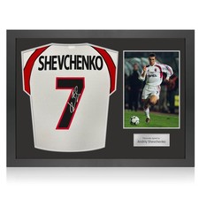 Andriy Shevchenko Signed AC Milan 2000-02 Away Shirt (OG Print). Icon Frame