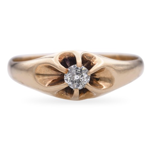 Antiker Ring 14 Karat Gelbgold 0,24 kt Erbssatz Diamant