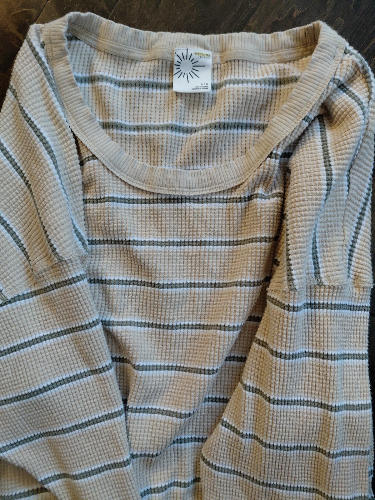 Offline By Aerie Oversized Relaxed Waffle Knit Long Sleeve Top Textured Stretch