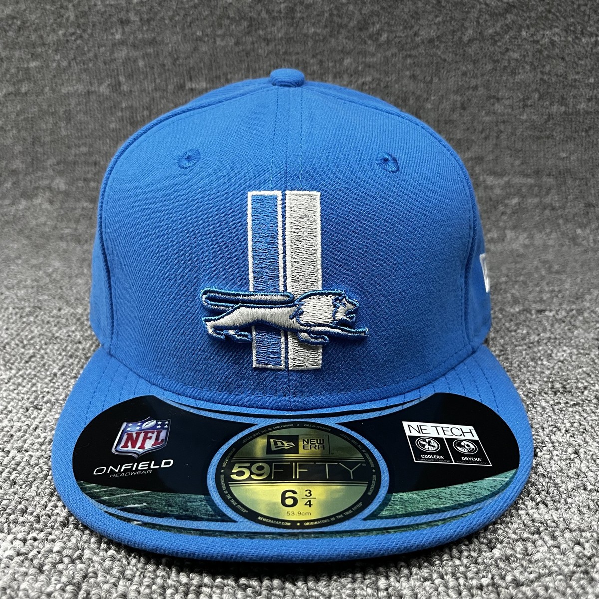 New Era Detroit Lions 59FIFTY Fitted Hat NFL On-Field Blue Cap Size 6 3/4 Kids