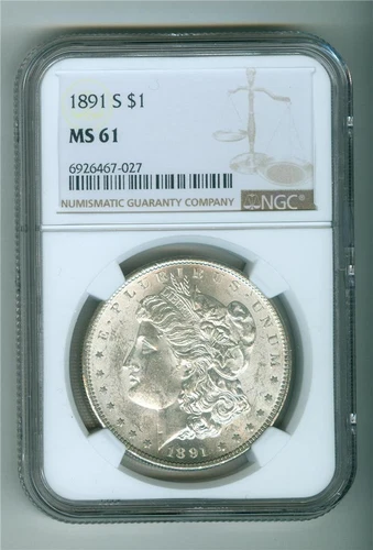 U.S. 1891-S MORGAN DOLLAR NGC MS-61 UNC