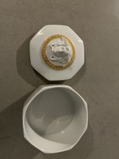 Rosenthal Versace Gorgona Kleine Dose, Weiß/Gold, 1. Wahl 1992
