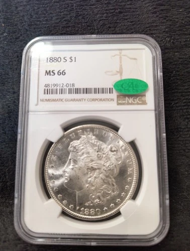 1880-S MS66 CAC Morgan Silver Dollar $1 NGC Beautiful Blast White Coin