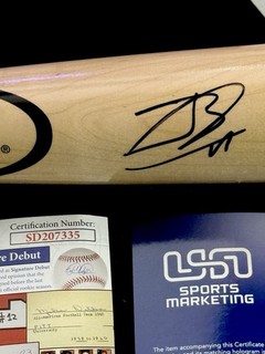 Jackson Chourio Brewers Signed Blonde Rawlings Bat USA SM JSA COA