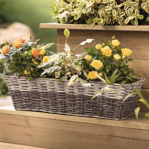 "Balkon Blumenkasten Pflanzkasten \"Grey\" Weide, Grau, 55 Cm Lang, Pflanzgefäß"-image