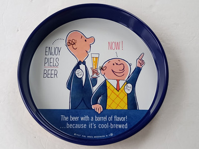 Piels Light Beer Tray 13'' Metal Serving Tray Harry & Bert 1957 Brooklyn NY.