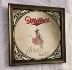 Vintage Miller High Life 1980 Witch On The Moon Beer Mirror Wall Bar Sign 14x14"