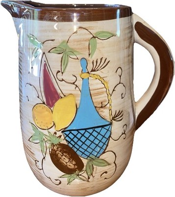 Delcoronado Nasco Pitcher Jug Vase Handle Fruit Bottle Brown Tan Vintage Japan