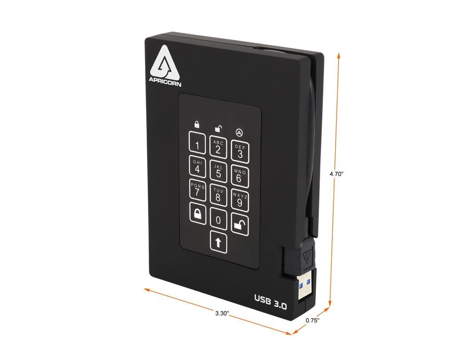 APRICORN Aegis Padlock Fortress 1TB USB 3.0 Portable FIPS 140-2 Encrypted - Image 2 of 4