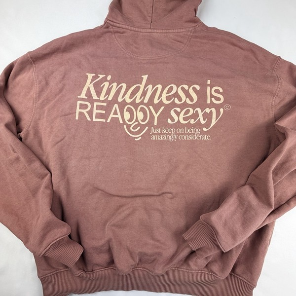 Catharsis Clo Hoodie M Oversized Mauve Brown Kindness Is Ready Sexy Organic