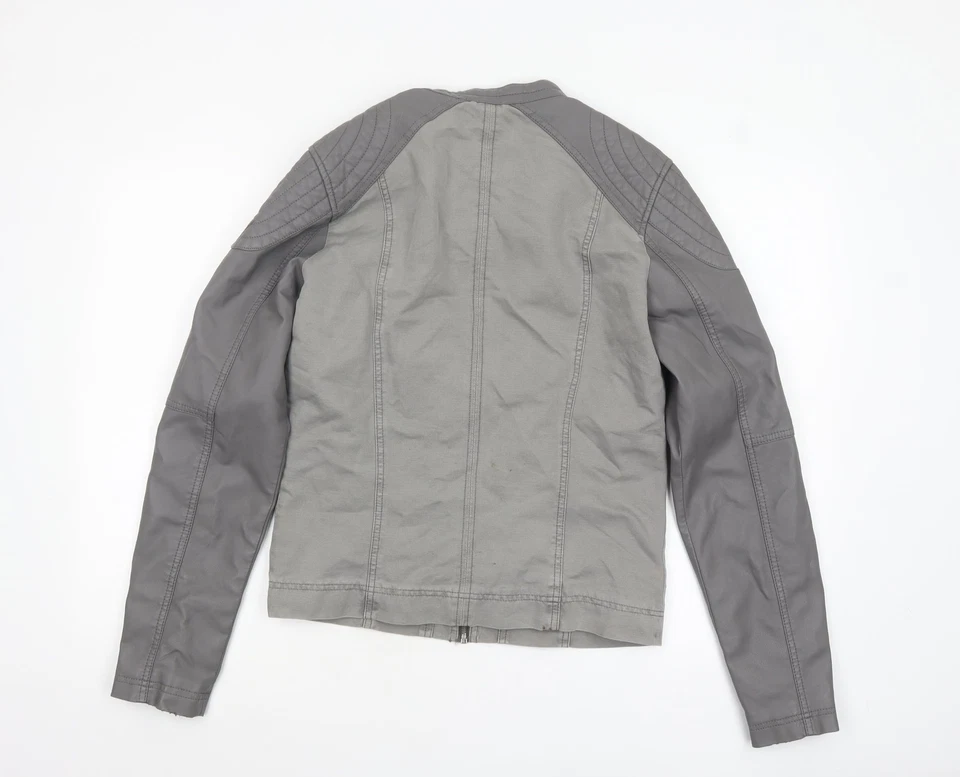 Chaqueta de motociclista GUESS para mujer talla XS gris manga corta larga informal cremallera completa cremallera - Imagen 4 de 4
