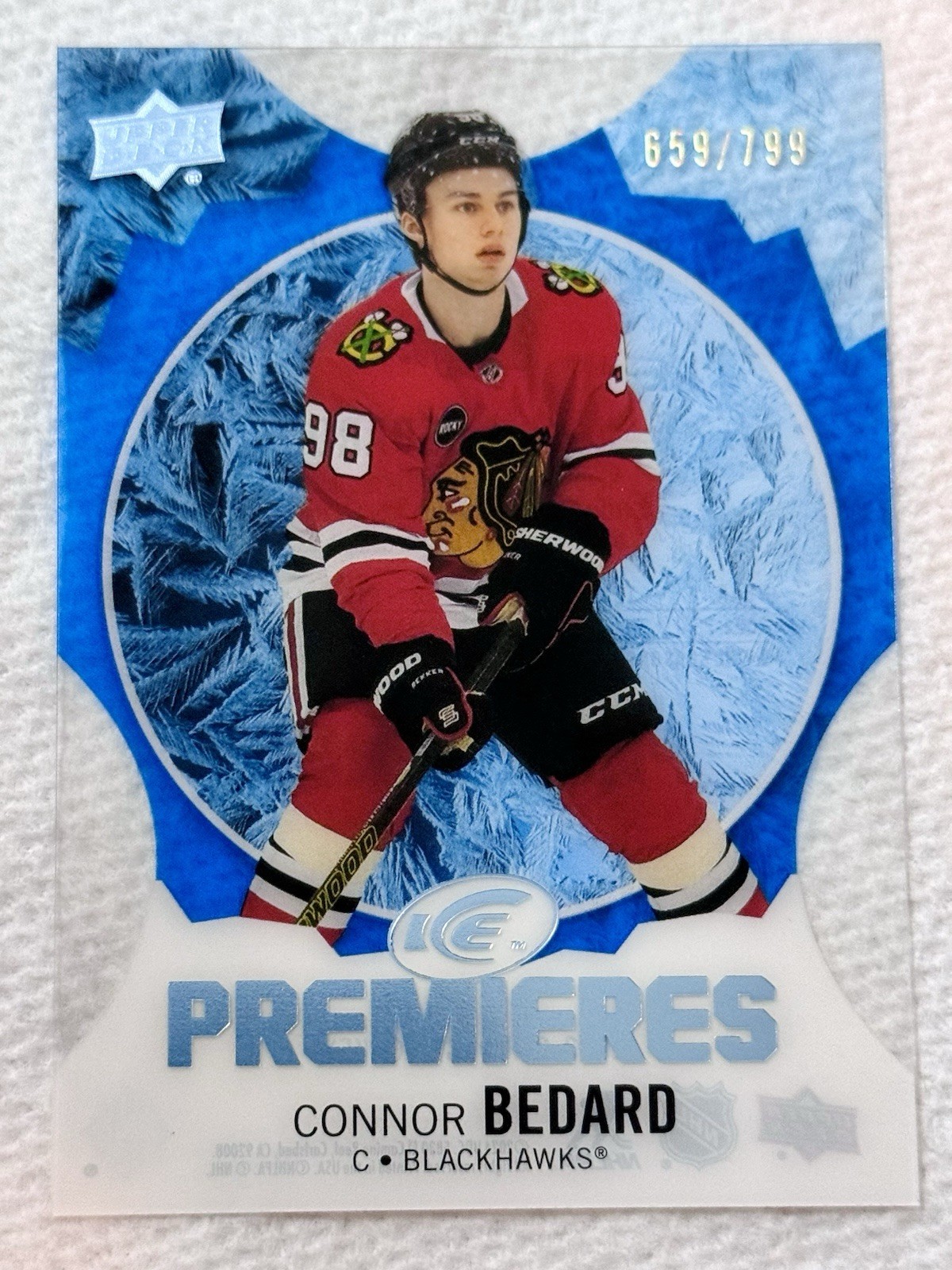 2023-24 Upper Deck Ice Ice Premieres Blue /799 Connor Bedard #250 Rookie RC