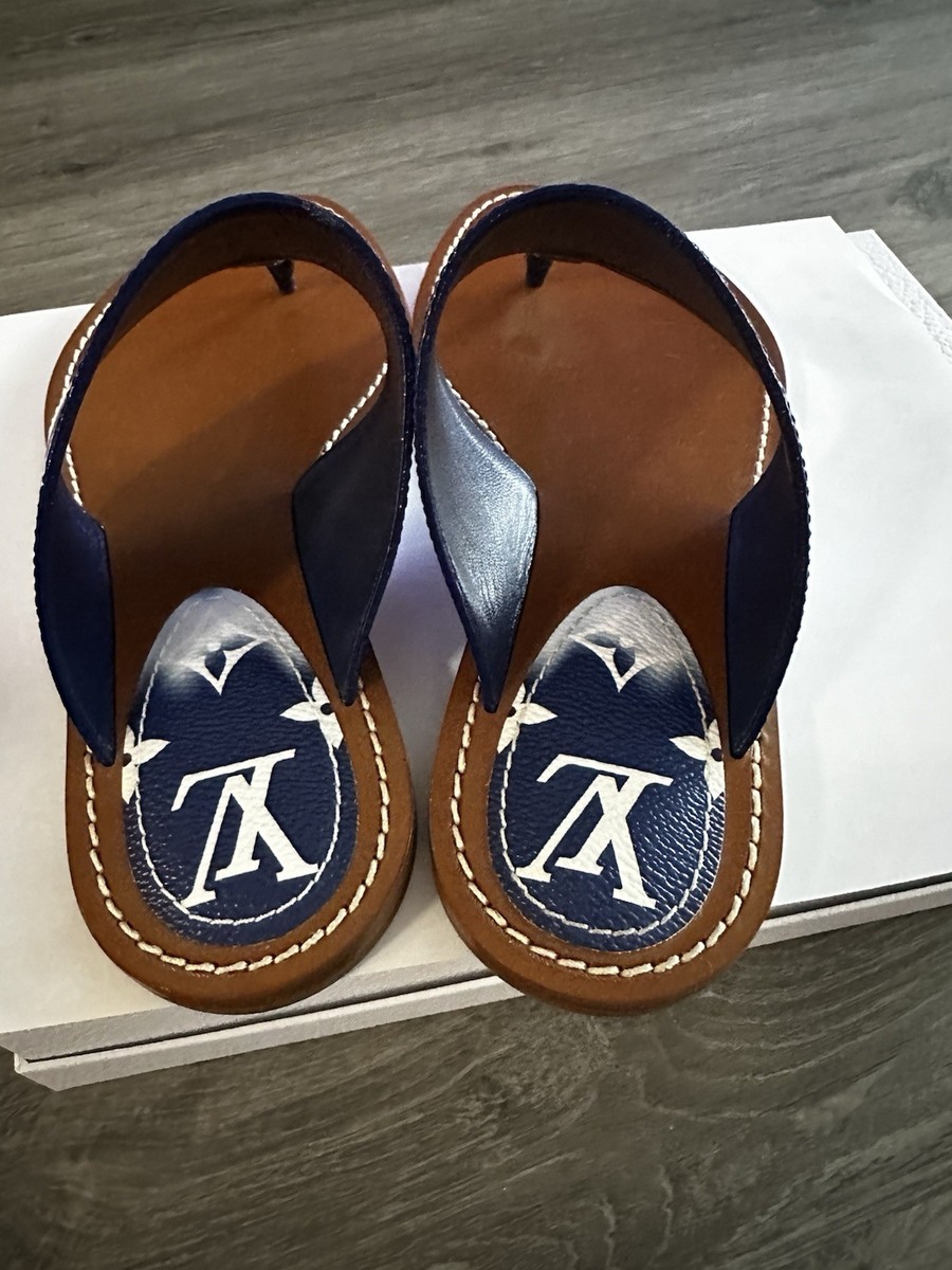 Louis Vuitton LV Monogram Escale Blue Thong Flat Sandals Slides