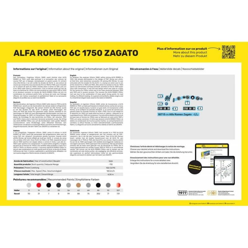 Modello Auto Alfa Romeo 6C 1750 Zagato |HELLER|80715| 1:24 Modello Carro Armato - Immagine 2 di 4