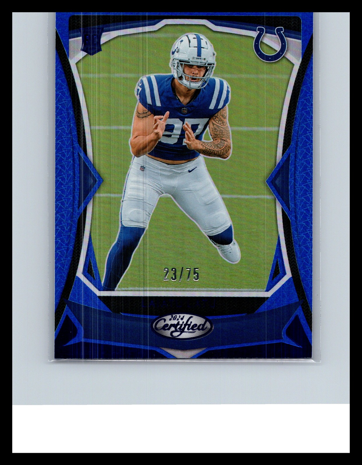 2024 Panini Certified #111 Laiatu Latu Mirror Blue #/75 RC ROOKIE COLOR MATCH