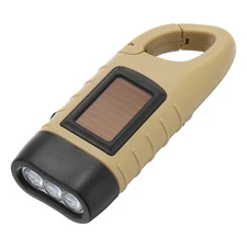 Hand Crank Solar Powered Flashlight, 1 Pcs Rechargeable LED Flashlight, Khaki