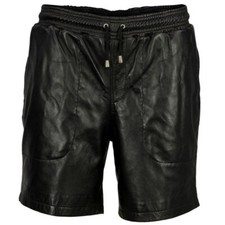Shorts Lambskin Leather Genuine Black Men's Biker Boxer Men Gym Sports Bermuda