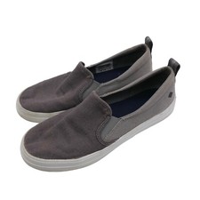 SPERRY Womens Sneakers Gray 2-Tone Canvas Slip On Flat Shoes STS84531 Size 8 US