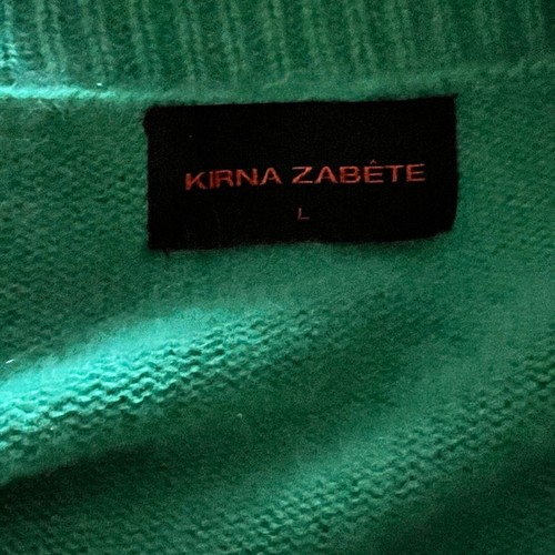 Kirna Zabete 100% Cashmere V Neck Sweater Green Women’s Large - Picture 6 of 9