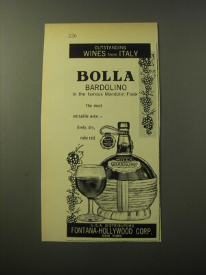 1960 Bolla Bardolino Wine Ad - Outstanding Wines from Italy