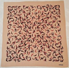 SWITZERLAND VINTAGE AUTHENTIC KREIER FLORAL ART PINK BROWN SILK 33" SQUARE SCARF