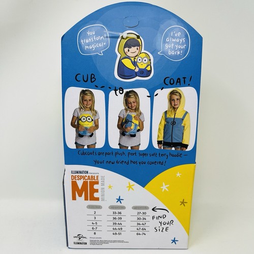 Cubcoats 2T Bob The Minion Hoodie Plush, Transforming Fleece Toddler Costume New - Picture 4 of 10