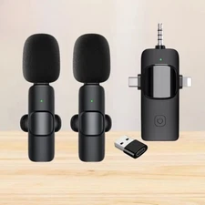 Multifunctional Wireless Lavalier Microphone For IPhone/iPad/Android Laptop PC 