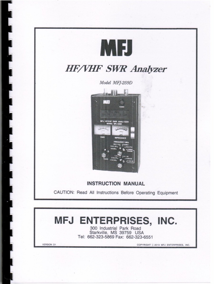 MFJ HF/VHF SWRアナライザー MFJ-259（MFJ 259D SWR HF⁄VHF SWR