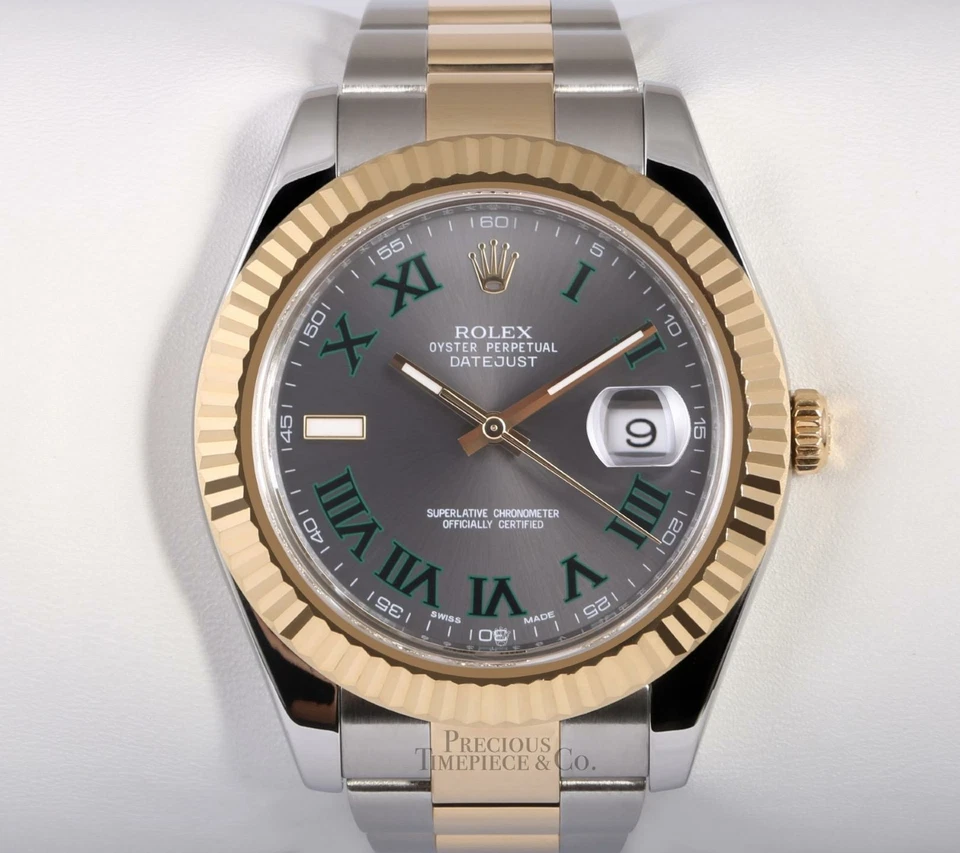 劳力士 Datejust II 41 毫米牡蛎 116333 双色 18k & 钢灰色罗马温布尔登 — 第 2/4 张图片