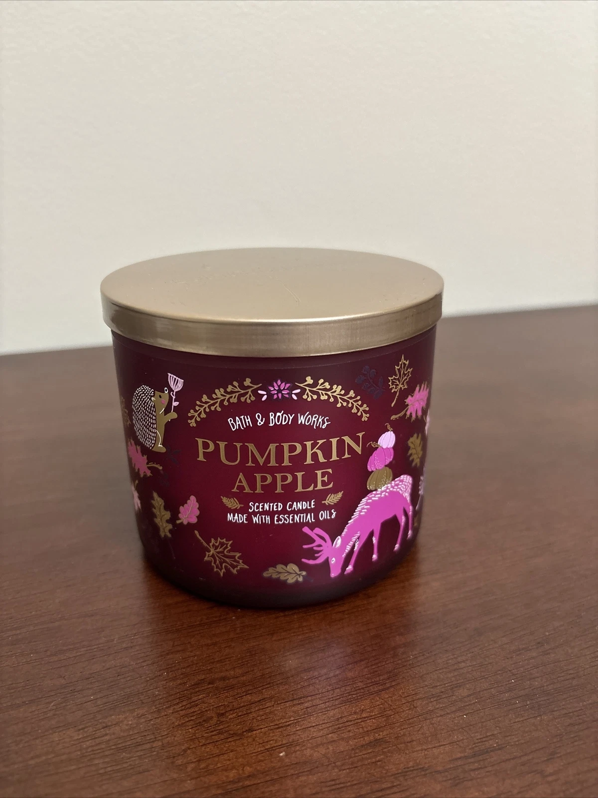 Bath & Body Works PUMPKIN APPLE 3-Wick Scented Large Candle 14.5 oz Fall