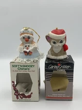 Vintage JASCO CARING CRITTER CHIMERS Bisque Porcelain Bell Ornaments w boxes