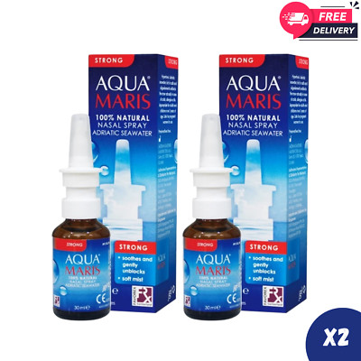 2x Aqua Maris Strong 100% Natural Nasal Spray Seawater 30ml for Cold & Flu