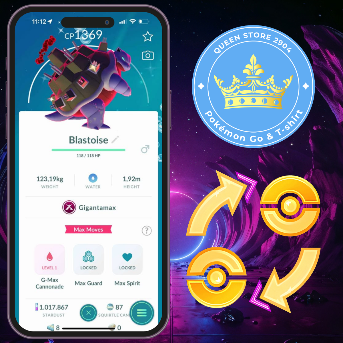Pokémon TRADE—GO || Shiny Gigantamax Blastoise—Registered 20k