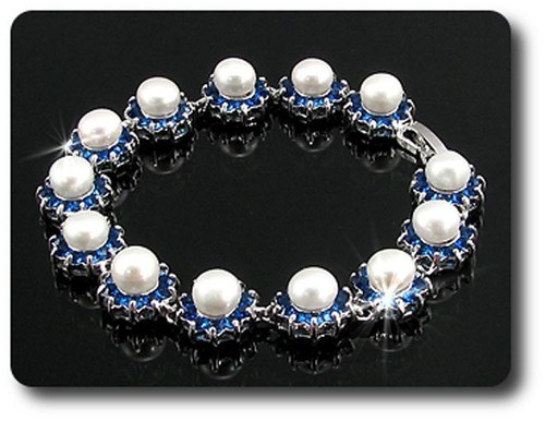 Bracelet Saphir 8x8 Mm - Plaqué Or Blanc 18 Carats, Neuf Avec étiquettes