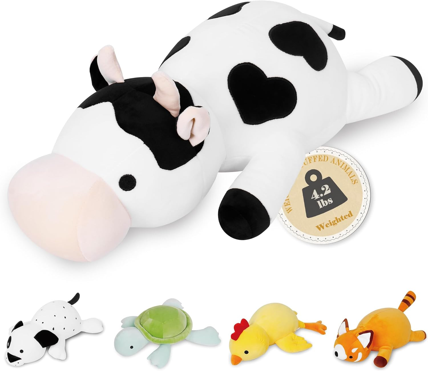 Milk Cow Weighted Plush, 24" 4.2 Lbs Weighted Stuffed Animals Series, Cute Cow P