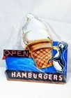 15" Large Open Penguin Soft Ice Cream Cone Hamburgers Neon Style in Steel Sign