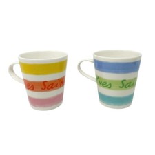 Yves Saint Laurent Vintage Logo Mug Coffee Cup 2piece Set White Multicolor
